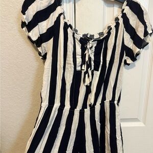 Black and White Striped Romper
